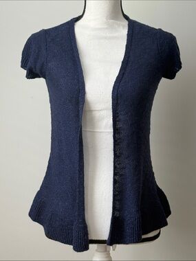 Justice Girls Navy Short-Sleeve Open Cardigan Sweater, Size 12